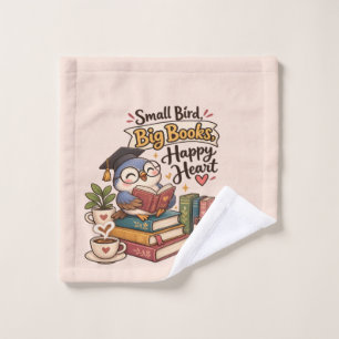Cute Owl Reading Books Illustration Planner Wash Cloth