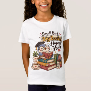 Cute Owl Reading Books Illustration T-Shirt