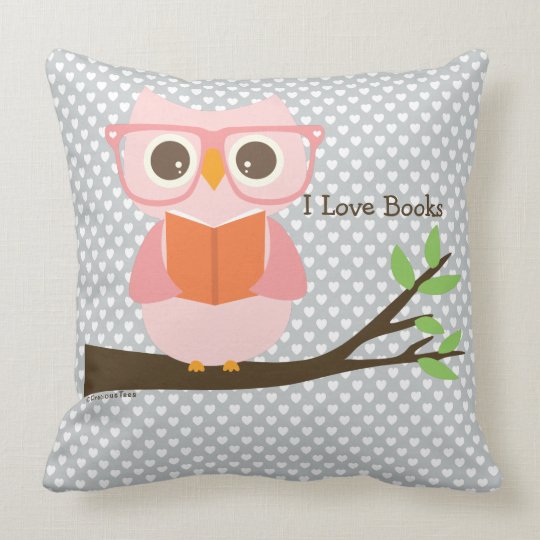 Cute Owl Reading Cushion Zazzle Co Uk