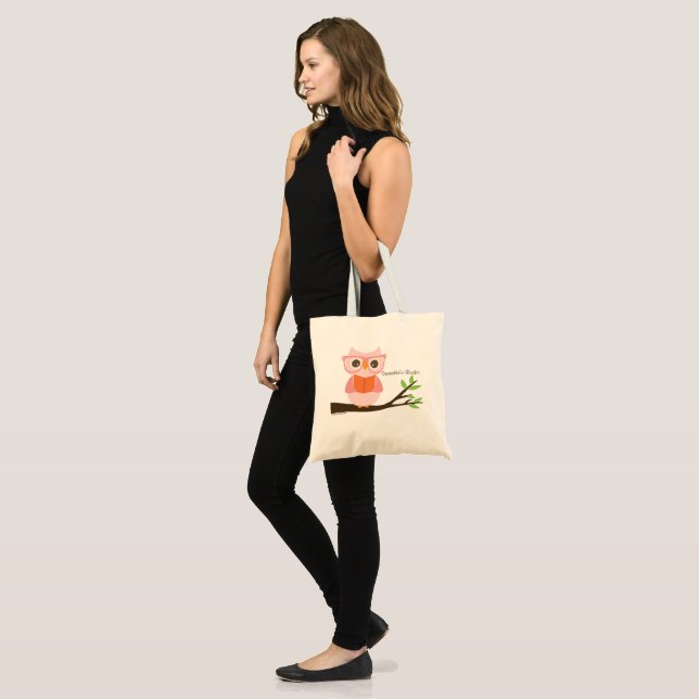 Cute Owl Reading Tote Bag (Front (Model))