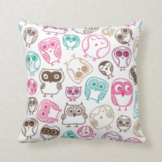 Cute owl retro pattern birds design cushion