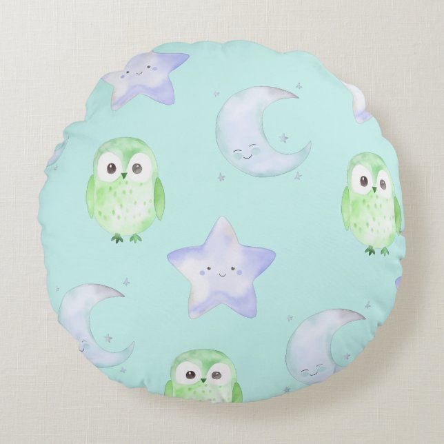 Cute Owl Round Cushion (Front)