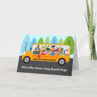 Cute Owl School Bus Driver Appreciation Thank You