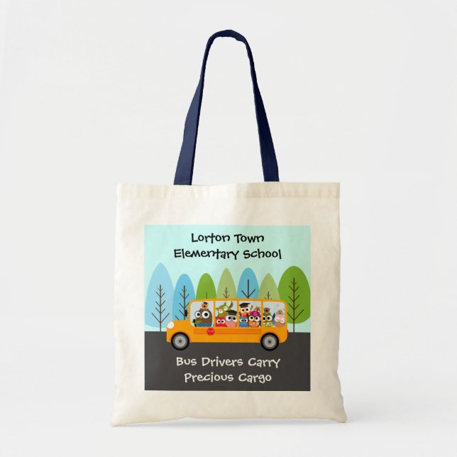 Cute Owl School Bus Driver by Cindy Bendel Tote Bag (Front)