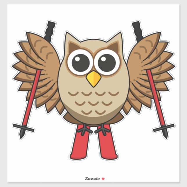 Cute Owl Skiing Cartoon (Sheet)
