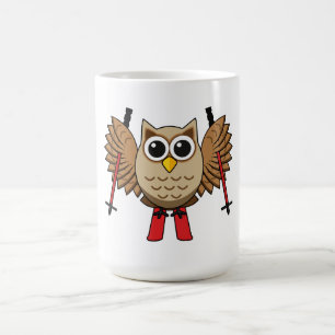 Cute Owl Skiing Cartoon Coffee Mug