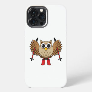 Cute Owl Skiing Cartoon iPhone 13 Pro Max Case