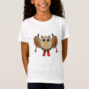 Cute Owl Skiing Cartoon T-Shirt