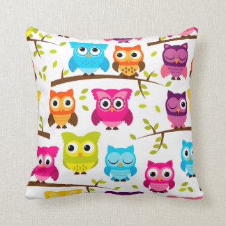 Cute Owl Square Cotton Throw Pillow Case 16x16