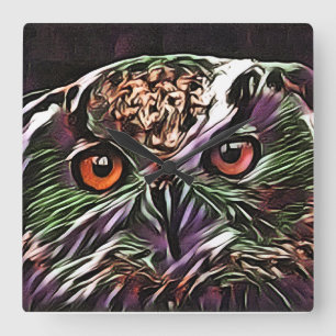 CUTE OWL SQUARE WALL CLOCK