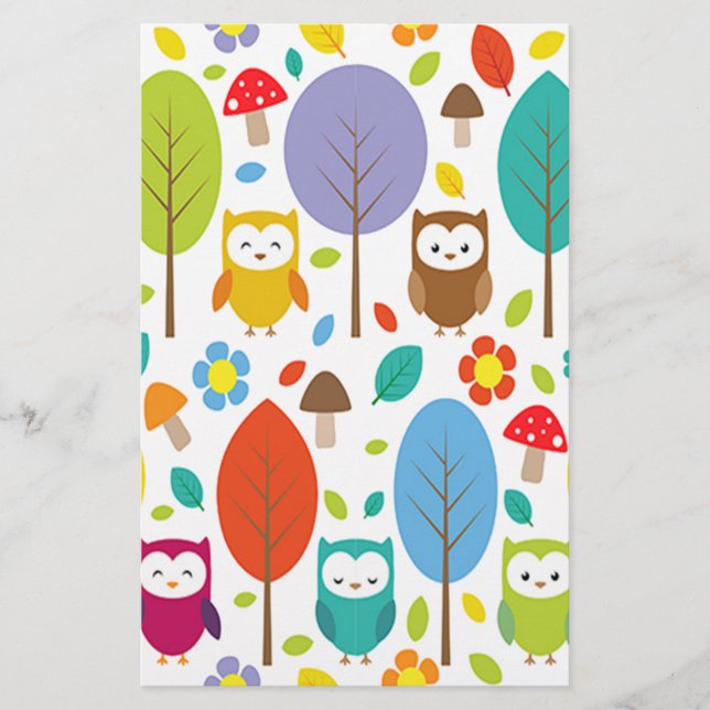 Cute Owl Stationery (Front)