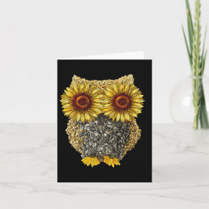 Cute Owl Sunflower Seed Hippie Sunflower Card