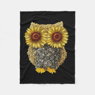 Cute Owl Sunflower Seed Hippie Sunflower Fleece Blanket