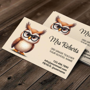 Cute Owl Teacher Educator Professional Business Card