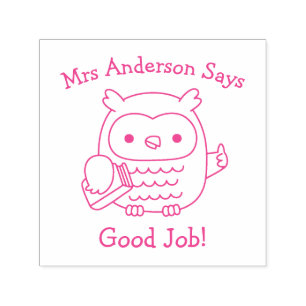 Cute Owl Teacher Thumbs Up Good Job Self-inking Stamp