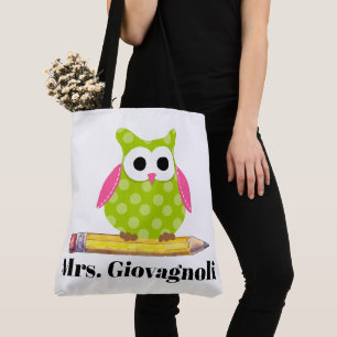 Cute Owl Teacher Tote - See Back!