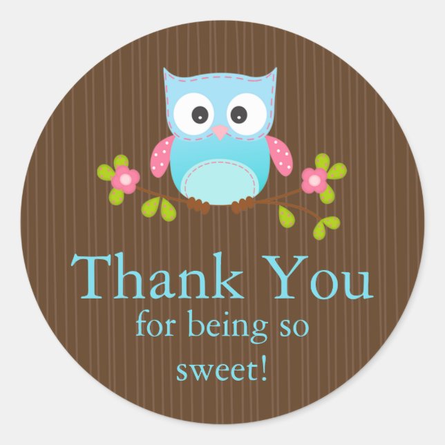 Cute Owl Thank You Baby Shower  Square Sticker (Front)