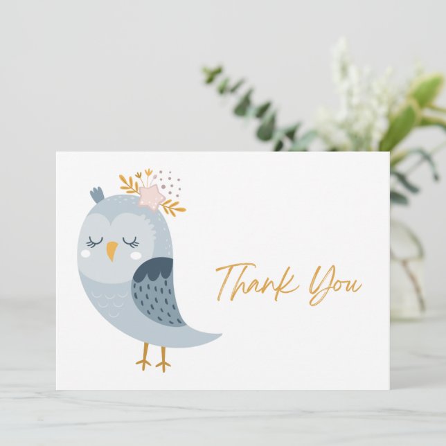  Cute Owl  Thank You Card (Standing Front)