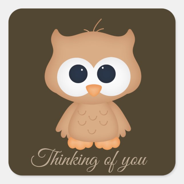 Cute owl Thinking of you sticker (Front)