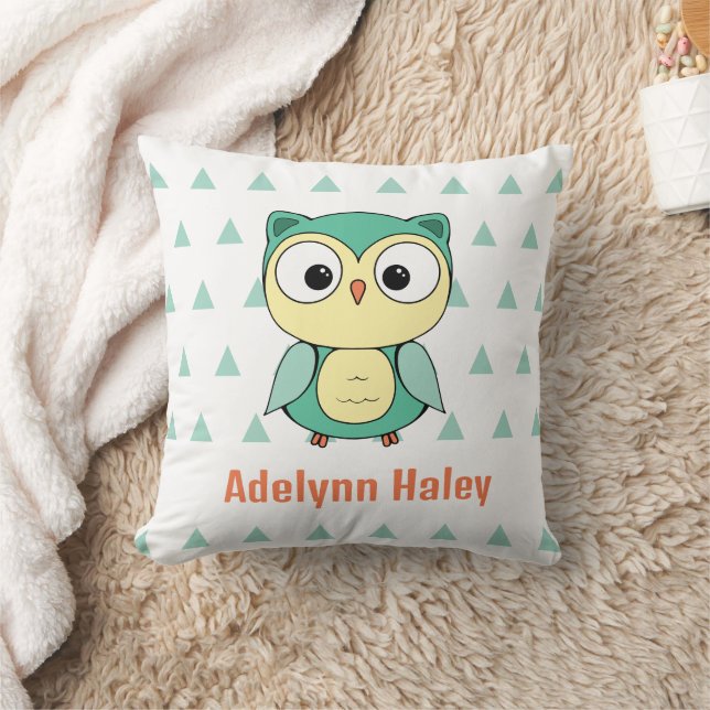 Cute Owl Triangle Pattern Custom Throw Pillow (Blanket)