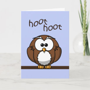 Cute Owl Valentine's Day Blue Greeting Holiday Card