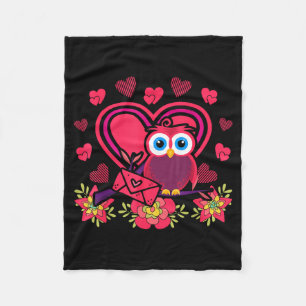 Cute Owl Valentines Day Gift Bird Owl Fleece Blanket