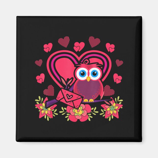 Cute Owl Valentines Day Gift Bird Owl  Magnet (Front)