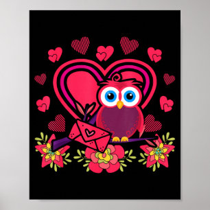 Cute Owl Valentines Day Gift Bird Owl Poster