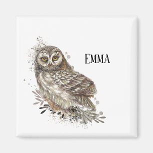 Cute Owl ,Watercolor Bird Nature  Magnet