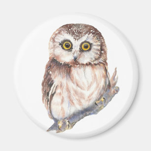 Cute Owl ,Watercolor Bird Nature, Magnet