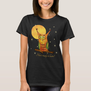 Cute Owl Watercolor Style Name School Year on Back T-Shirt