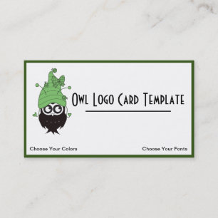 Cute Owl Wearing Hat Logo Business Card