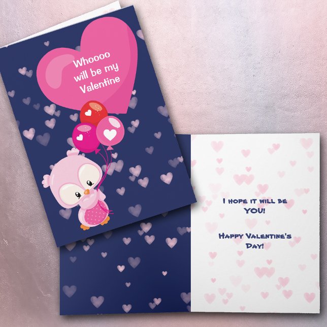 Cute Owl Who Will Be My Valentine Card (Creator Uploaded)