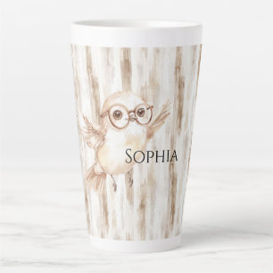 Cute Owl with Glasses  Latte Mug