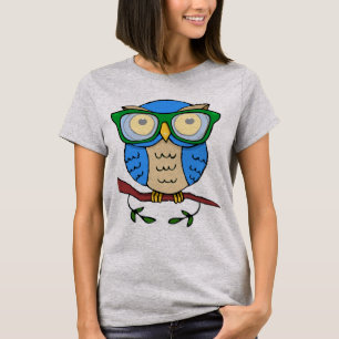 Cute Owl with Green Glasses T-Shirt