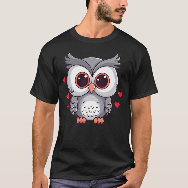 Cute Owl With Hearts I Owl T-Shirt (Front)