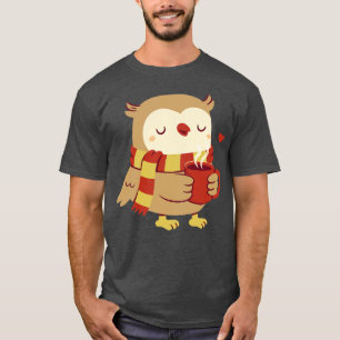 Cute Owl With Hot Cocoa For Cold Days T-Shirt