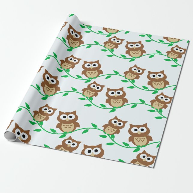 Cute Owl Wrapping Paper (Unrolled)