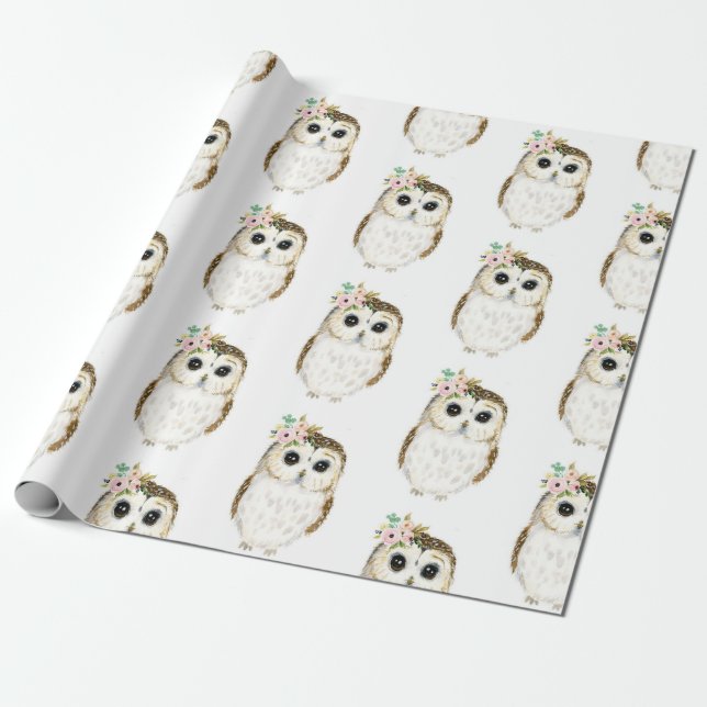 Cute Owl Wrapping Paper (Unrolled)