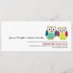 Cute Owls, 4x9 Wedding Invitation
