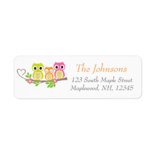 cute owls address labels-white
