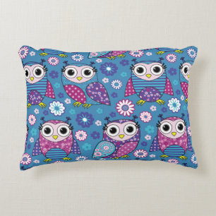 Cute Owls And Flowers Decorative Cushion