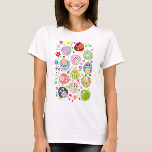 Cute Owls and Flowers pattern T-Shirt