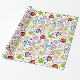Cute Owls and Flowers pattern Wrapping Paper