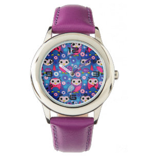 Cute Owls And Flowers Watch