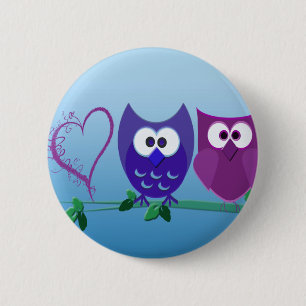 Cute Owls and Heart 6 Cm Round Badge