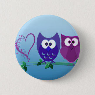 Cute Owls and Heart 6 Cm Round Badge