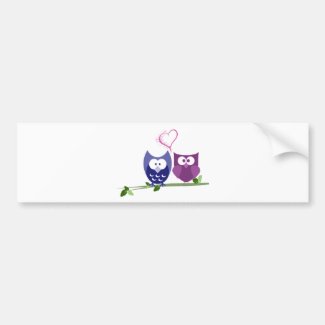 Cute Owls and Heart Bumper Sticker