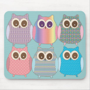 Cute Owls Assorted Colours Mouse Mat