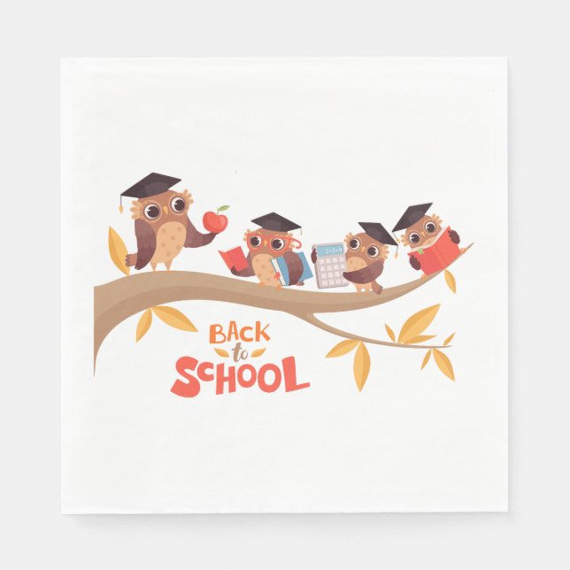 Cute Owls Back to School Graduation  Napkin (Front)